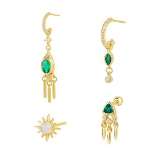 Elegant Geometry Oval Triangle Sunshine Tassels 925 Sterling Silver Screw Dangling Earring (Single)