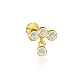 Modern gold-plated Round CZ Simple 925 Sterling Silver Earring (Single)