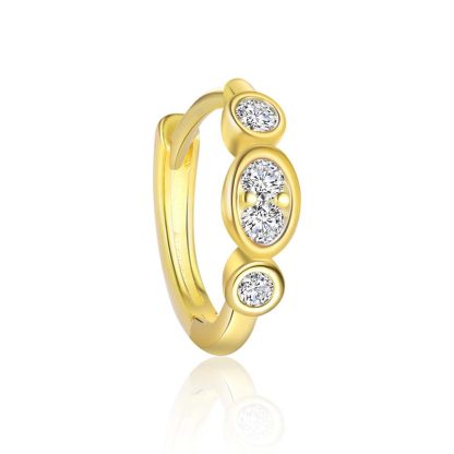 Modern gold-plated Round CZ Simple 925 Sterling Silver Earring (Single)