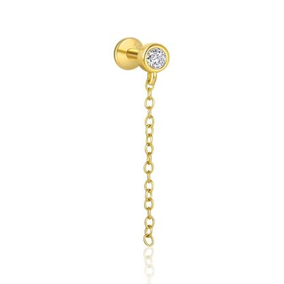 Modern gold-plated Round CZ Simple 925 Sterling Silver Earring (Single)