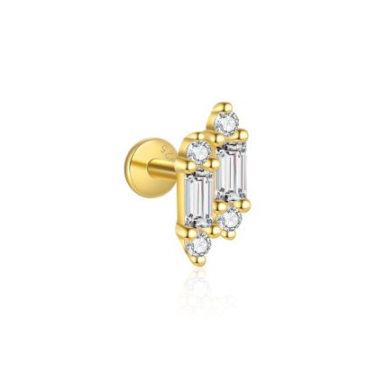 Casual Shining Geometry Baguette Rhombus CZ 925 Sterling Silver Dangling Earring (Single)