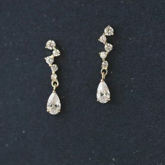 Women Fashion CZ Waterdrops 925 Sterling Silver Dangling Earrings
