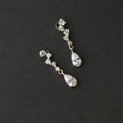 Women Fashion CZ Waterdrops 925 Sterling Silver Dangling Earrings