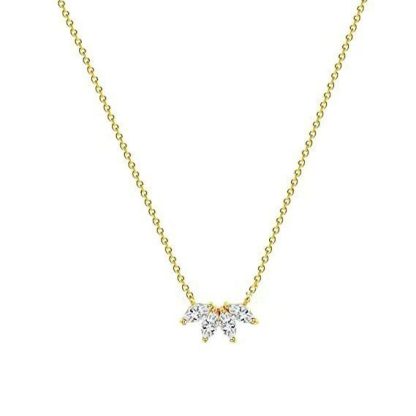 Beautiful Oval CZ Flower Petals 925 Sterling Silver Necklace