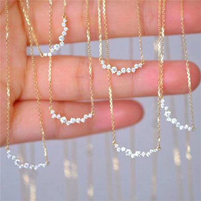 Fashion Shining CZ Smile 925 Sterling Silver Necklace