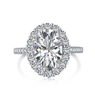 Elegant White Green Blue Oval 8A Cubic Zirconia 925 Sterling Silver Ring
