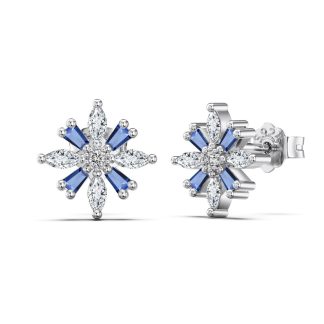 Modern Beautiful CZ Snowflake 925 Sterling Silver Stud Earrings