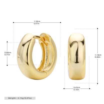 Modern Minimalist Smooth Finish Gold Plated 925 Sterling Silver Huggie Earrings