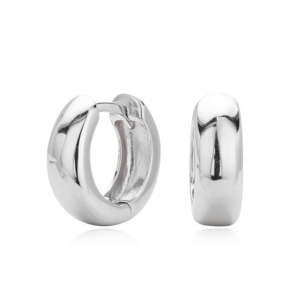 Modern Minimalist Smooth Finish Gold Plated 925 Sterling Silver Huggie Earrings