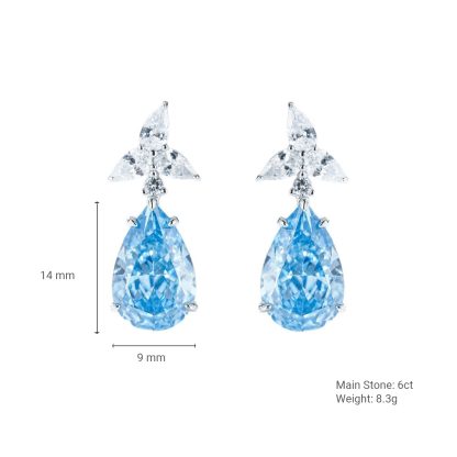 Elegant Teardrop Cubic Zirconia 925 Sterling Silver Drop Earrings with Yellow Blue Pink Gemstones for Women Party Fashion Jewelry Gift Luxury Design