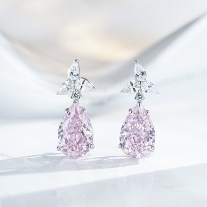 Elegant Teardrop Cubic Zirconia 925 Sterling Silver Drop Earrings with Yellow Blue Pink Gemstones for Women Party Fashion Jewelry Gift Luxury Design