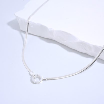 S925 Gold Plated O-shaped Thin Flat Snake Bone Necklace