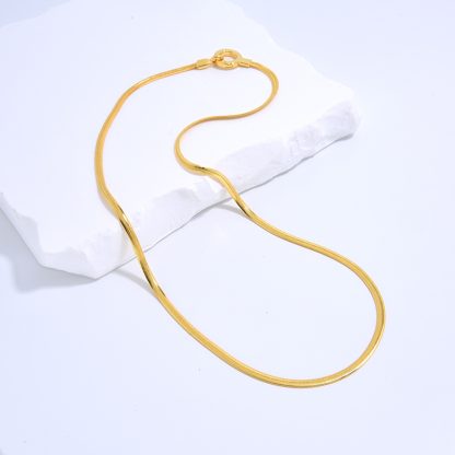 S925 Gold Plated O-shaped Thin Flat Snake Bone Necklace
