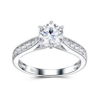 Six-prong Set Moissanite  925 Sterling Silver Ring