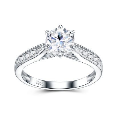 Six-prong Set Moissanite  925 Sterling Silver Ring
