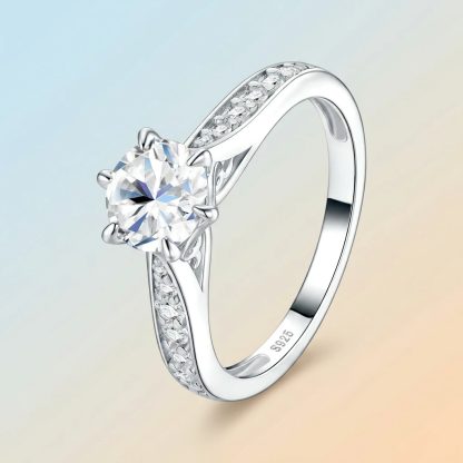 Six-prong Set Moissanite  925 Sterling Silver Ring