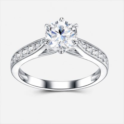 Six-prong Set Moissanite  925 Sterling Silver Ring