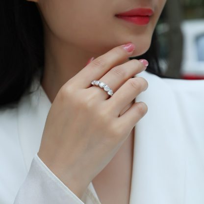 Moissanite Stones 18K Gold Plating Geometric Design Elegant 925 Sterling Silver Ring
