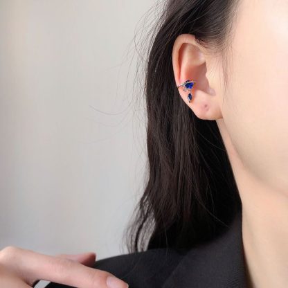 Dream Blue CZ Planet 925 Sterling Silver Non-Pierced Earrings