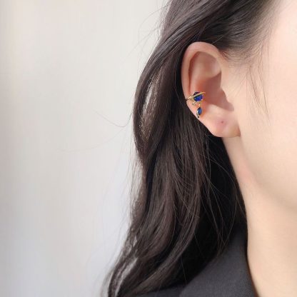 Dream Blue CZ Planet 925 Sterling Silver Non-Pierced Earrings