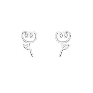 Simple Hollow Tulip Flower  925 Sterling Silver Stud Earrings