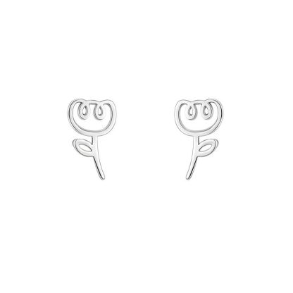 Simple Hollow Tulip Flower  925 Sterling Silver Stud Earrings