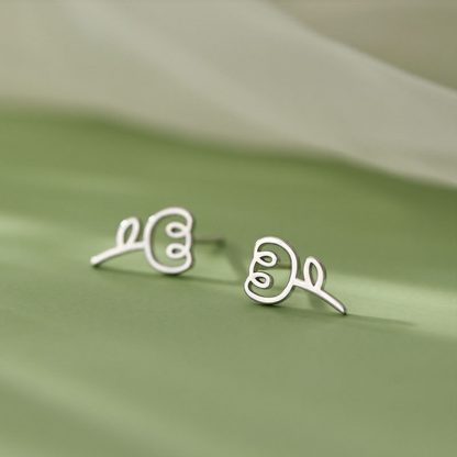 Simple Hollow Tulip Flower  925 Sterling Silver Stud Earrings