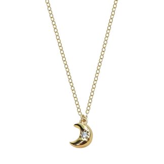 Classic CZ Crescent Moon 925 Sterling Silver Necklace