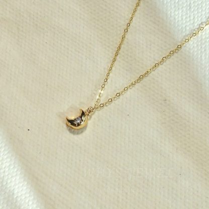 Classic CZ Crescent Moon 925 Sterling Silver Necklace