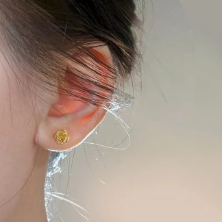 Mini Rose Flower Beautiful 925 Sterling Silver Stud Earrings