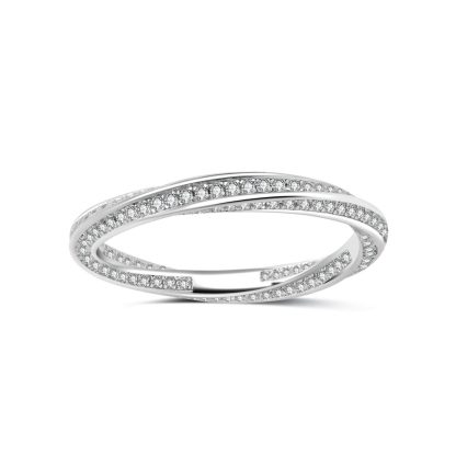 White Moissanite Geometric Mobius Knot 925 Sterling Silver Ring