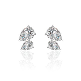 Mossanite Double Pear-Shaped 925 Sterling Silver Earrings