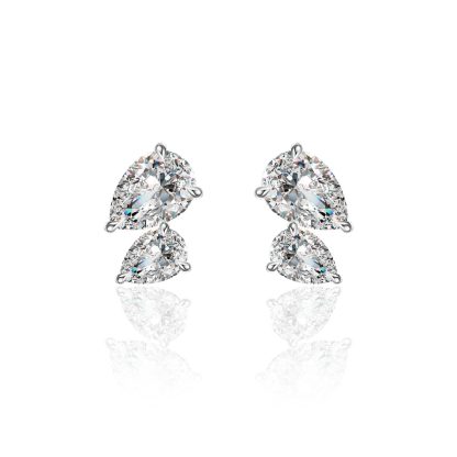 Mossanite Double Pear-Shaped 925 Sterling Silver Earrings