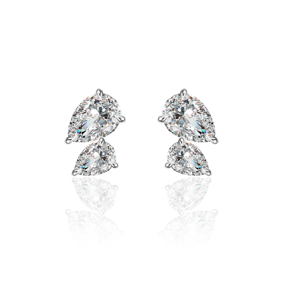 Mossanite Double Pear-Shaped 925 Sterling Silver Earrings