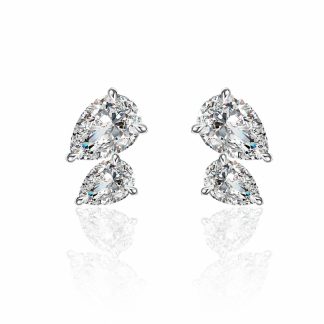 Mossanite Double Pear-Shaped 925 Sterling Silver Earrings