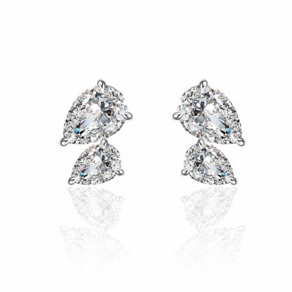 Mossanite Double Pear-Shaped 925 Sterling Silver Earrings