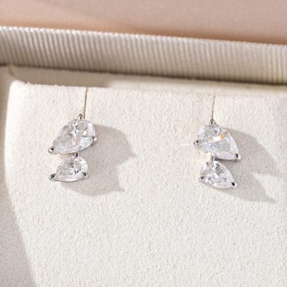Mossanite Double Pear-Shaped 925 Sterling Silver Earrings