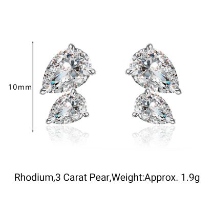 Mossanite Double Pear-Shaped 925 Sterling Silver Earrings
