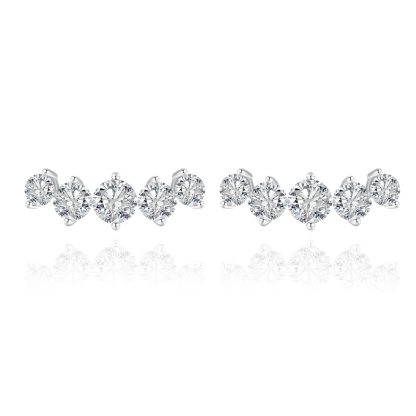 Five-Stone Set Affordable Luxury Versatile  925 Sterling Silver Earrings