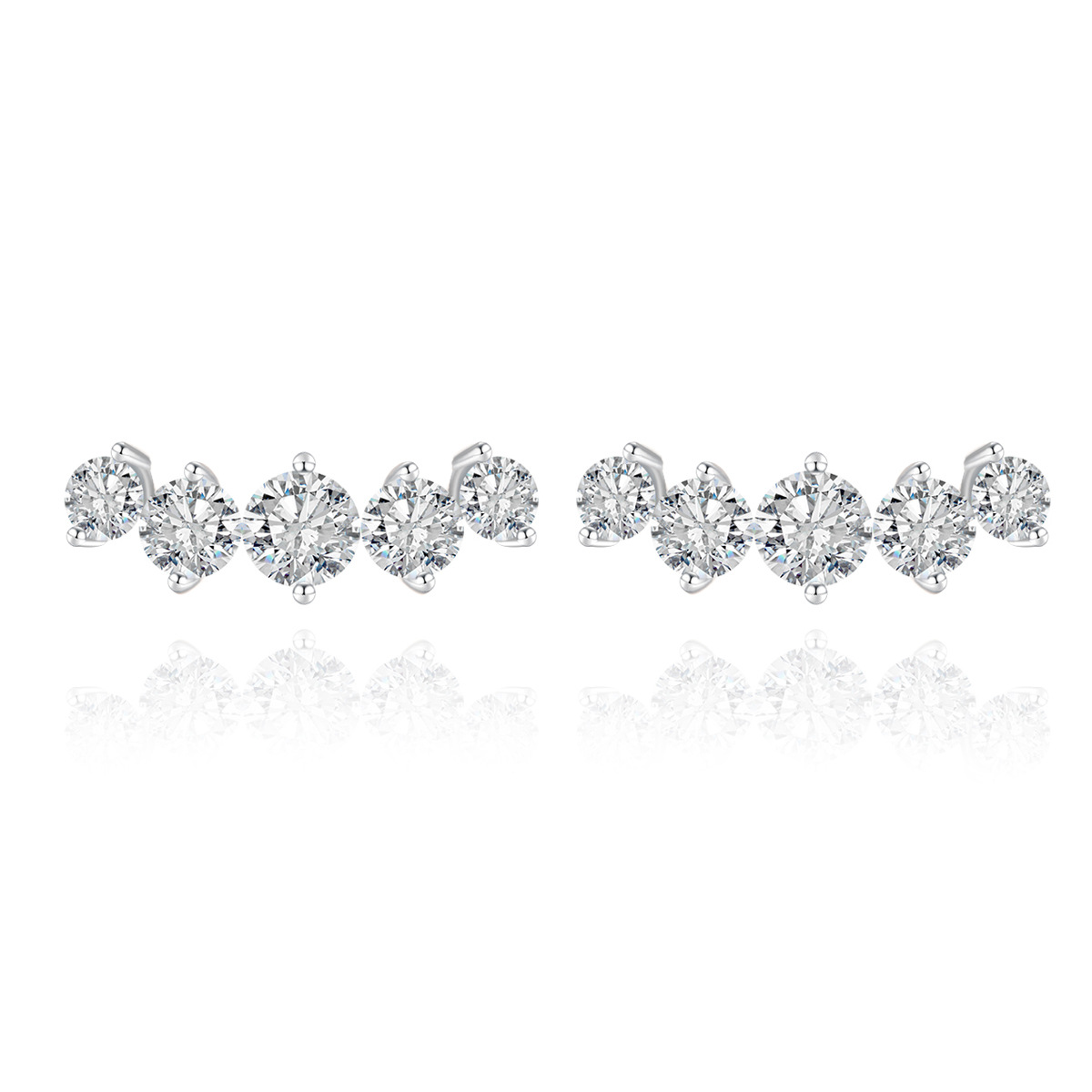 Five-Stone Set Affordable Luxury Versatile 925 Sterling Silver Earrings
