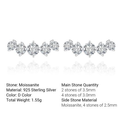Five-Stone Set Affordable Luxury Versatile  925 Sterling Silver Earrings