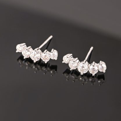 Five-Stone Set Affordable Luxury Versatile  925 Sterling Silver Earrings