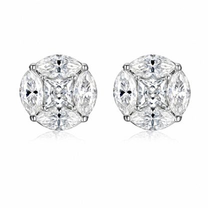 Round Full Set Marquise Cut Versatile  925 Sterling Silver Earrings