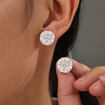 Round Full Set Marquise Cut Versatile  925 Sterling Silver Earrings