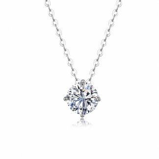 Minimalist Moissanite Four Prong  925 Silver Necklace
