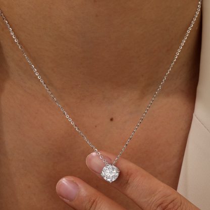 Minimalist Moissanite Four Prong  925 Silver Necklace