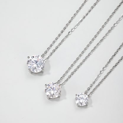 Minimalist Moissanite Four Prong  925 Silver Necklace