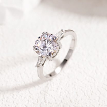 Classic Round Moissanite  925 Sterling Silver Ring