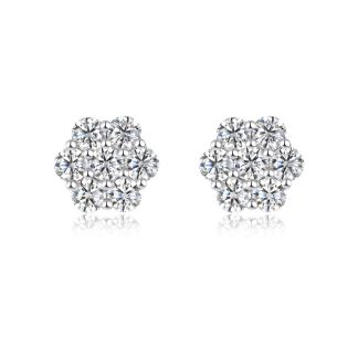 Niche Floral-Shaped Moissanite Design 925 Sterling Silver Stud Earrings