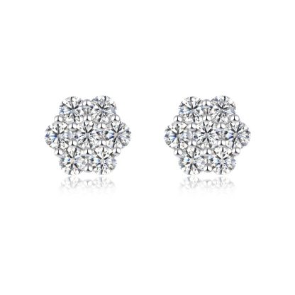 Niche Floral-Shaped Moissanite Design 925 Sterling Silver Stud Earrings